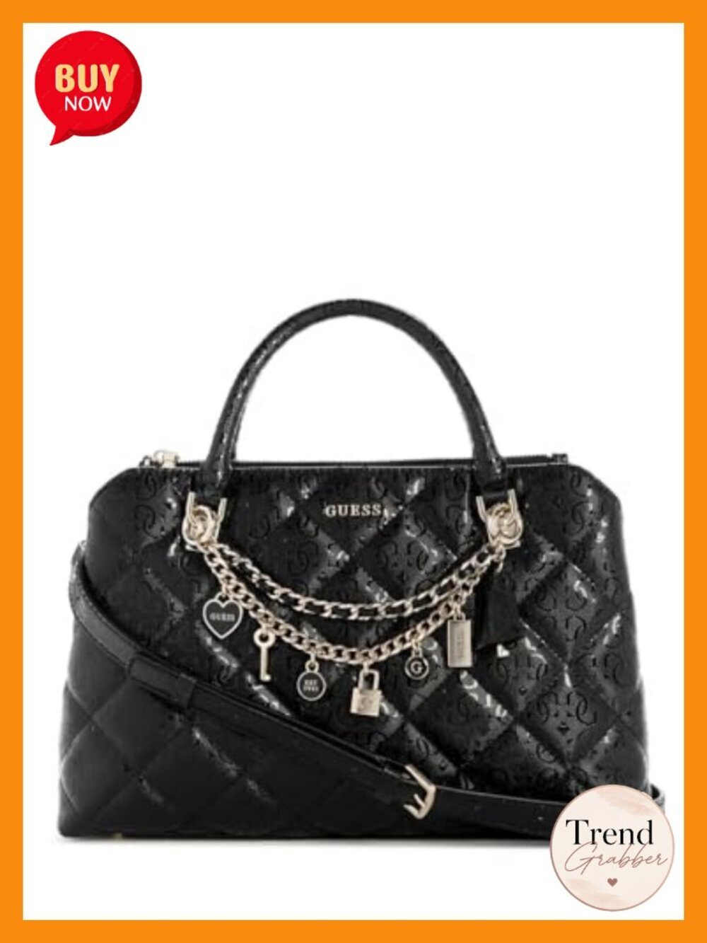 2 Compartment Satchel with Gold Hardware, Quilted PU Leather, Adjustable